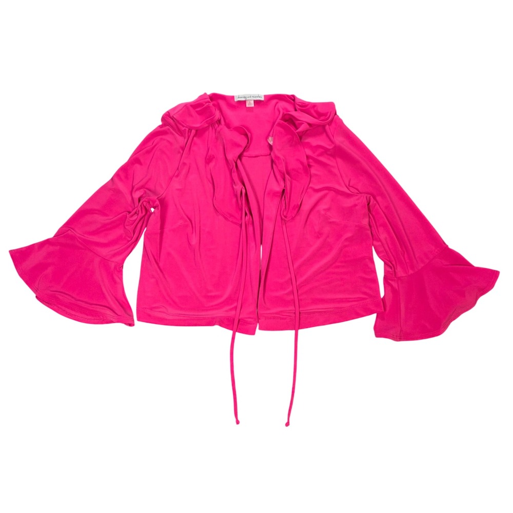Danny and Nicole Bolero Jacket Women's Size L Berry Pink Ruffle Bell Sleeve NWT